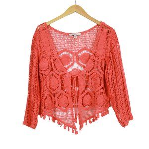 Fever Coral Peach Crochet Top